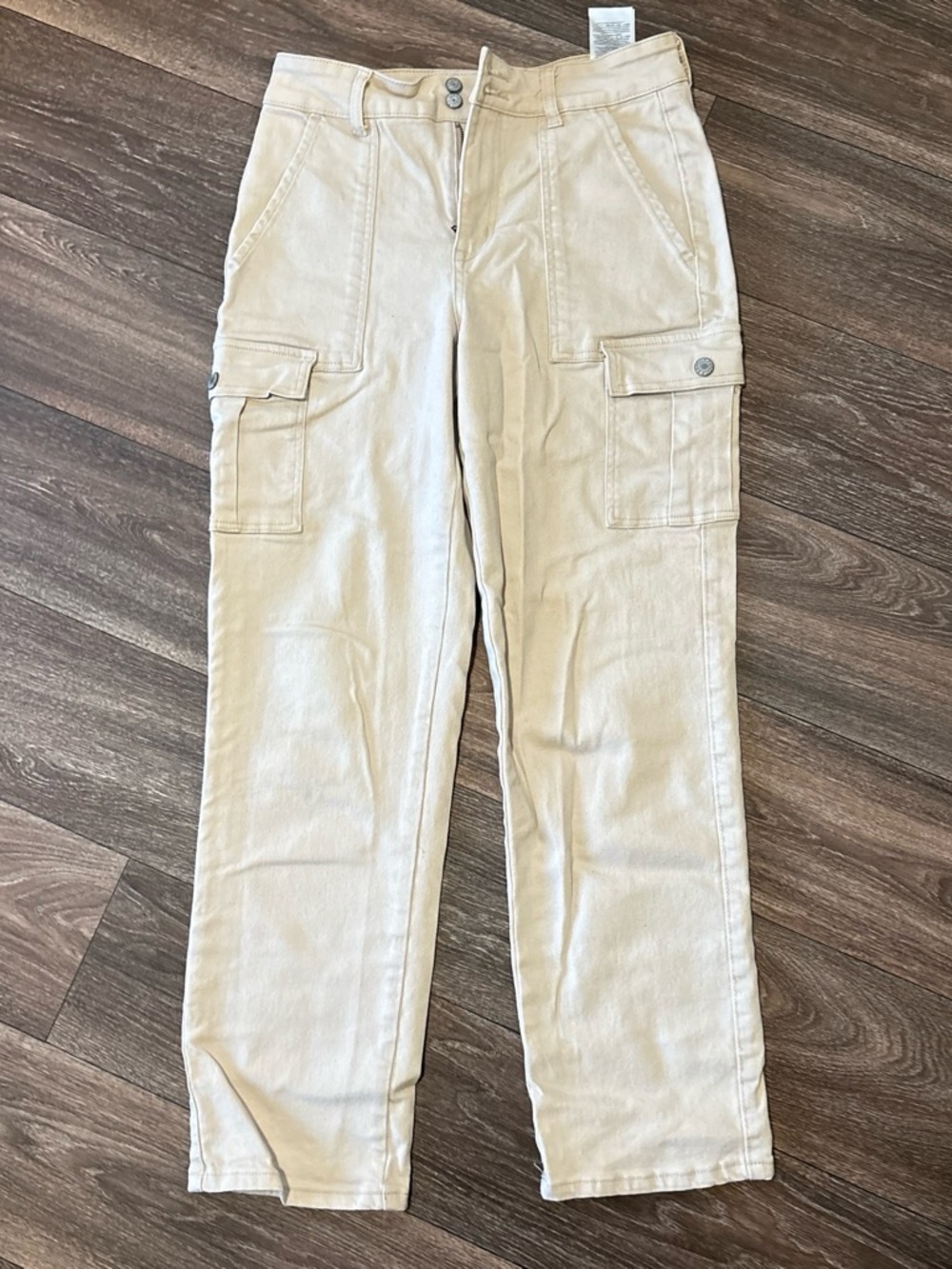 Guess Womens Beige Cargo Pants with Button Flap Pockets